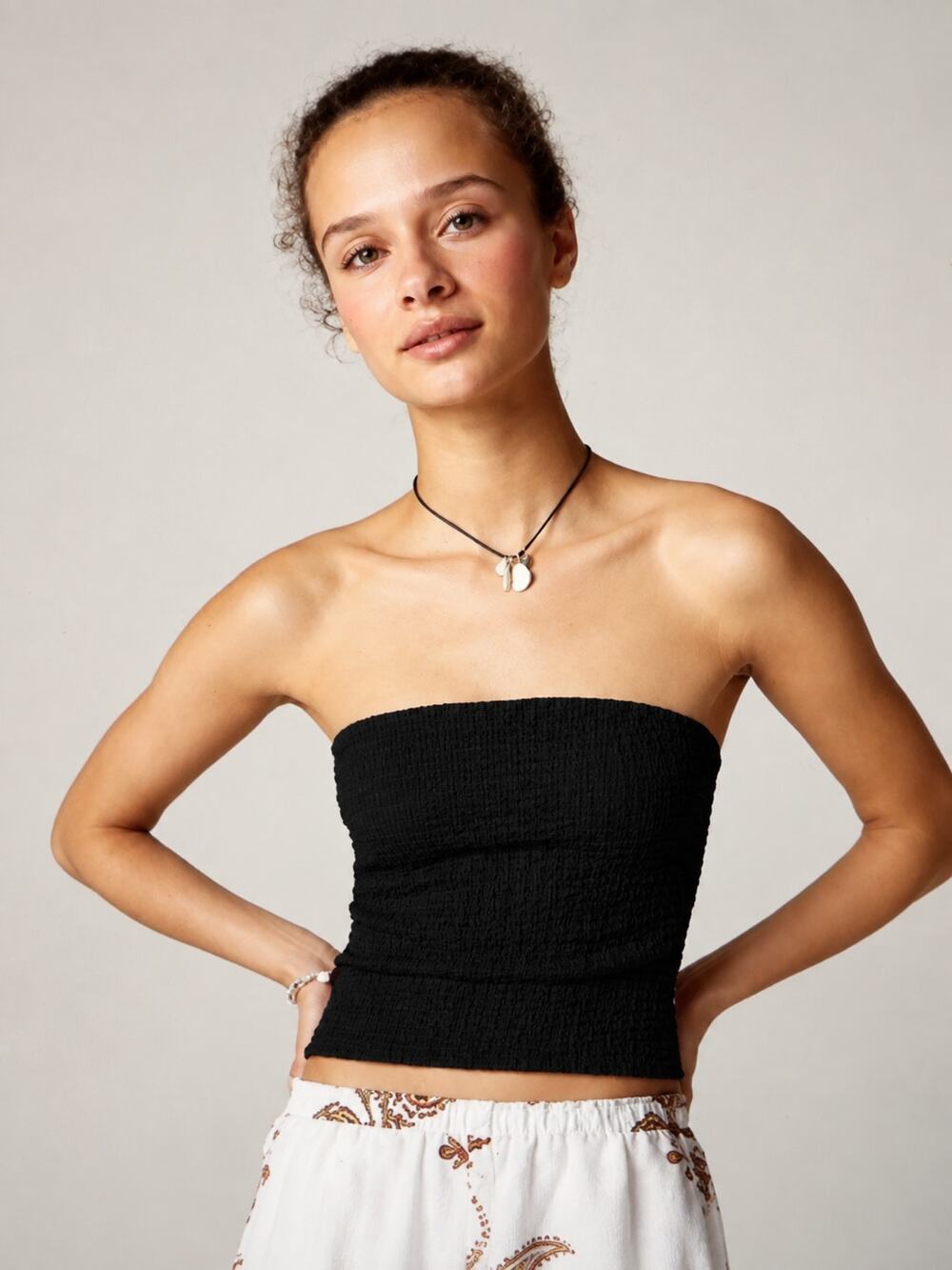 J. Crew Bubble Knit Tube Top Black CK302 Size L